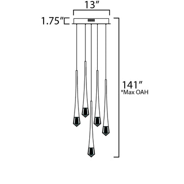 ET2 Pierce 5-Light LED Pendant Gold
