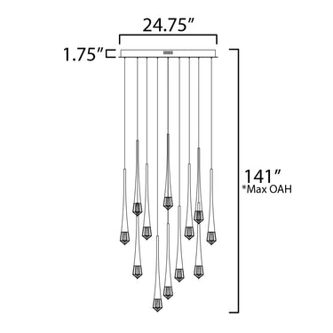 ET2 Pierce 12-Light LED Pendant Black