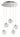 ET2 Orb II 5-light pendant, Polished Chrome, five clear bubble glass balls at varied heights