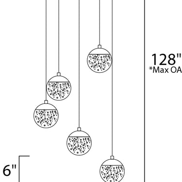 ET2 Orb II 5-Light LED Pendant Polished Chrome