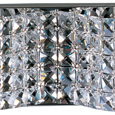 ET2 Wave beveled crystal bath vanity light, 4-Light, front view of crystal sheets on a chrome bar