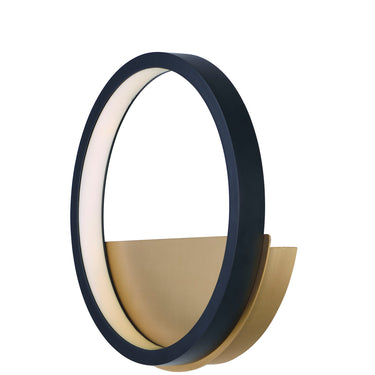 ET2 Hoopla black ring wall sconce, Black / Gold, front view