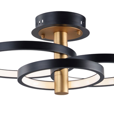 ET2 Hoopla ring semi-flush mount, Black / Gold, front view