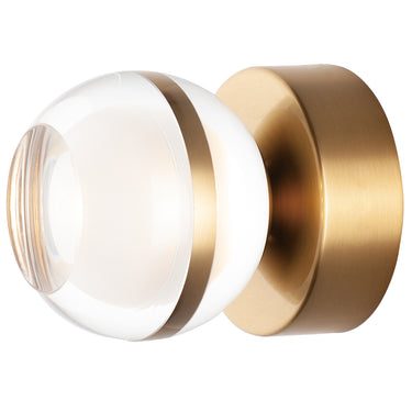 ET2 Swank dimpled orb wall sconce, Natural Aged Brass, front view