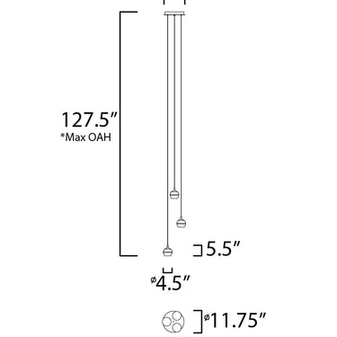 ET2 Swank 3-Light LED Pendant Natural Aged Brass