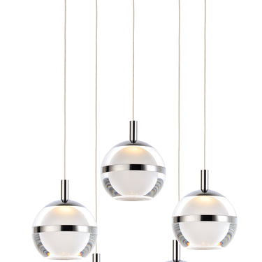 ET2 Swank multi-light orb pendant, 5-Light Polished Chrome, front view