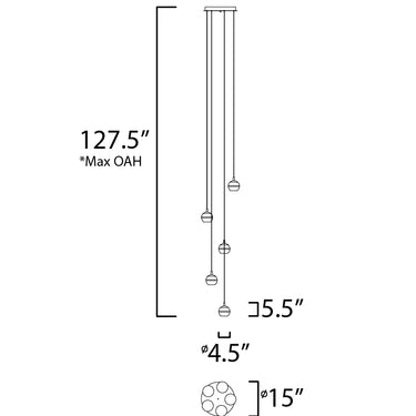 ET2 Swank 5-Light LED Pendant Polished Chrome