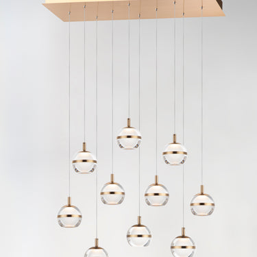 ET2 Swank LED 10-Light Linear Pendant Natural Aged Brass