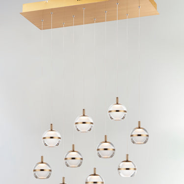 ET2 Swank LED 10-Light Linear Pendant Natural Aged Brass