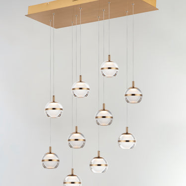 ET2 Swank LED 10-Light Linear Pendant Natural Aged Brass