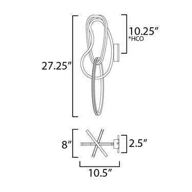 ET2 Unity 3-Light LED Wall Sconce Black Chrome