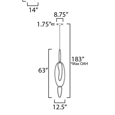 ET2 Unity Vertical LED Pendant Black Chrome