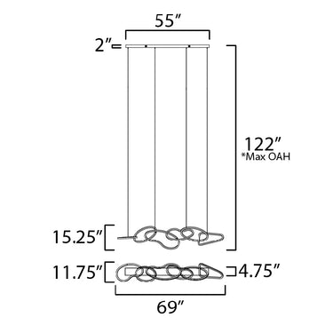 ET2 Unity 6-Light LED Pendant Black Chrome