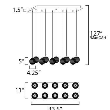 ET2 Rhythm 10-Light LED Pendant Gold