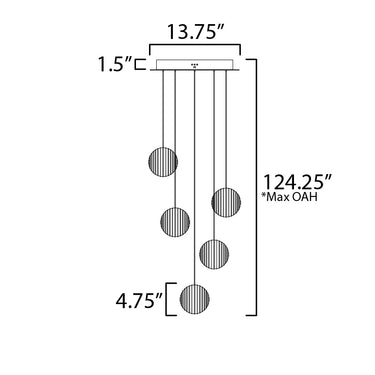 ET2 Pulse 5-Light LED Pendant Polished Chrome