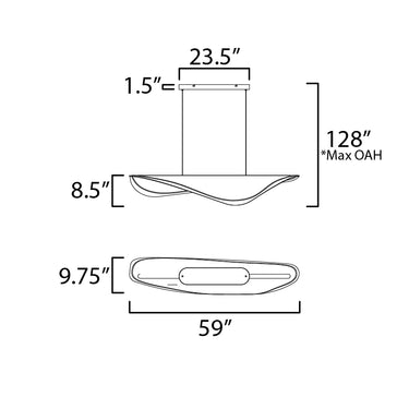 ET2 Manta 59" LED Linear Pendant Polished Chrome