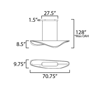 ET2 Manta 70" LED Linear Pendant Gold