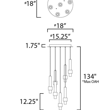 ET2 Reveal 7-Light LED Pendant Satin Nickel/Satin Brass