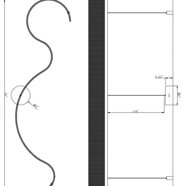 ET2 Sonata linear acrylic pendant line drawing with dimensions