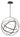 ET2 Gyro II concentric ring pendant, 31.5 in Black, front view