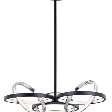 ET2 Gyro II concentric ring pendant, 3-Light Black / Polished Chrome, front view