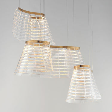 ET2 Tartan 3-Light LED Pendant Brushed Champagne