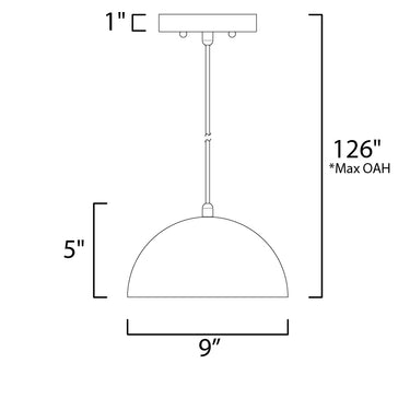 ET2 Hemisphere 9" LED Pendant Gloss Black/Aluminum
