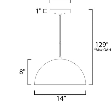 ET2 Hemisphere 14" LED Pendant Gloss Black/Aluminum