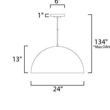 ET2 Hemisphere 24" LED Pendant Gloss Black/Aluminum