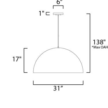 ET2 Hemisphere 31" LED Pendant Gloss White/Aluminum