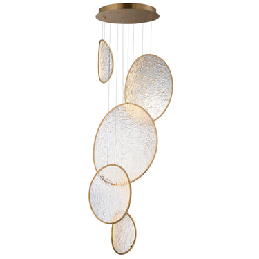 ET2 Moonscapes multi-light panel pendant, 26.75 x 21 in Brushed Champagne, front view