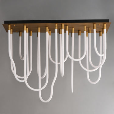 ET2 Soleil 14-Light LED SQ Flush Mount Natural Aged Brass