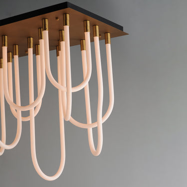 ET2 Soleil 14-Light LED SQ Flush Mount Natural Aged Brass