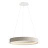 ET2 Souffle 25 in ring pendant, Chalk White, ribbed concrete ring with a glowing diffuser, front view