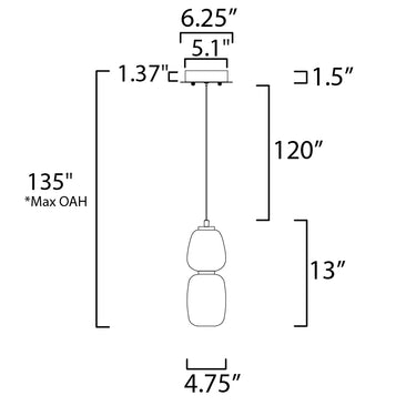 ET2 Soji 13" LED Pendant Black/Gold