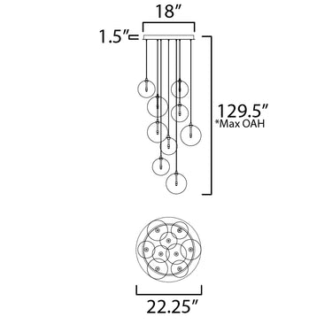 ET2 Global 9-Light LED Chandelier Black