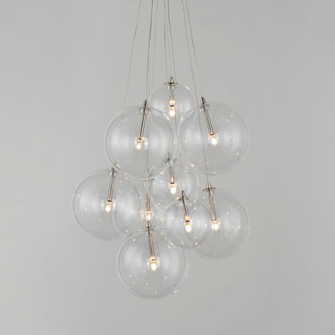 ET2 Burst 9-Light LED Pendant Clear Satin Nickel