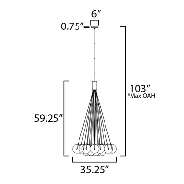 ET2 Burst 20-Light LED Pendant Clear Gold