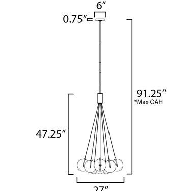 ET2 Burst 12-Light LED Pendant Clear Gold