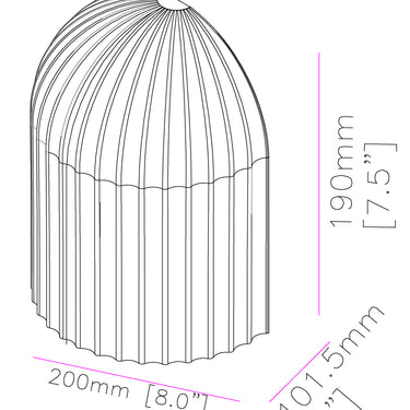 ET2 Basilica scalloped concrete wall sconce line drawing with dimensions