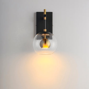 ET2 Nucleus glass orb wall sconce, Black / Natural Aged Brass, alternate view