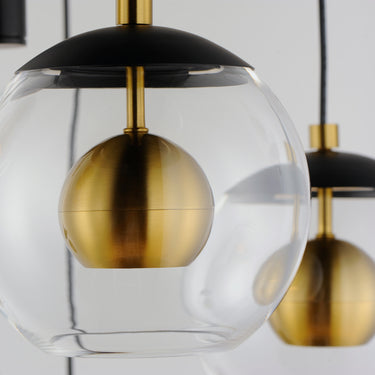 ET2 Nucleus 5-Light LED Pendant Black/Natural Aged Brass