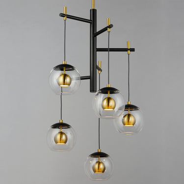 ET2 Nucleus 5-Light LED Pendant Black/Natural Aged Brass
