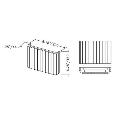 ET2 Delphi fluted concrete wall sconce line drawing with dimensions