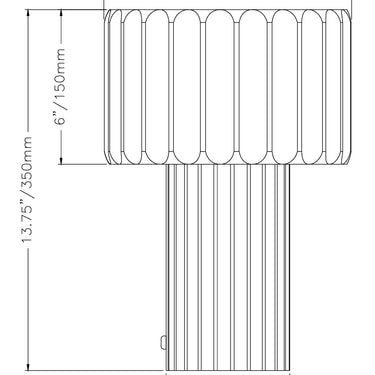 ET2 Delphi table lamp line drawing with dimensions