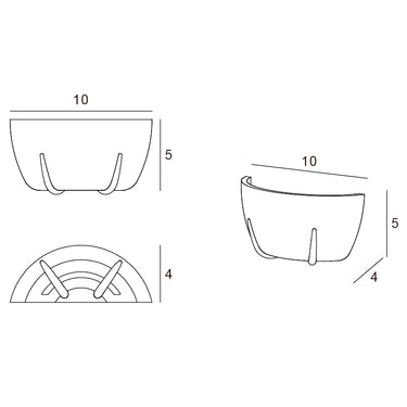 ET2 Geist plaster half-bowl wall sconce line drawing with dimensions