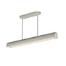 ET2 Matera 50 in Chalk White linear pendant, front view of the arched concrete bar on a long canopy, white background