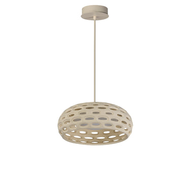 ET2 Cambria Small Oyster plaster pendant, front view of the domed oval-cut shade hanging on a thin cord