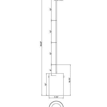 ET2 Polo glass cylinder mini pendant line drawing with dimensions