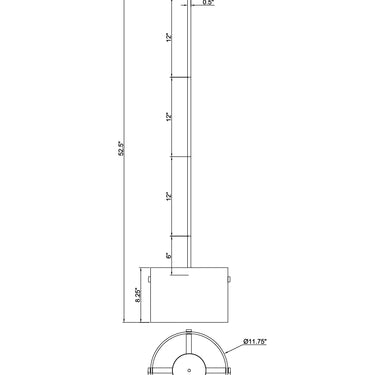 ET2 Polo glass cylinder pendant line drawing with dimensions